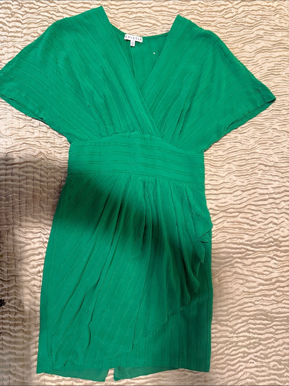 ARYESSA Green V-Neck Short Dress